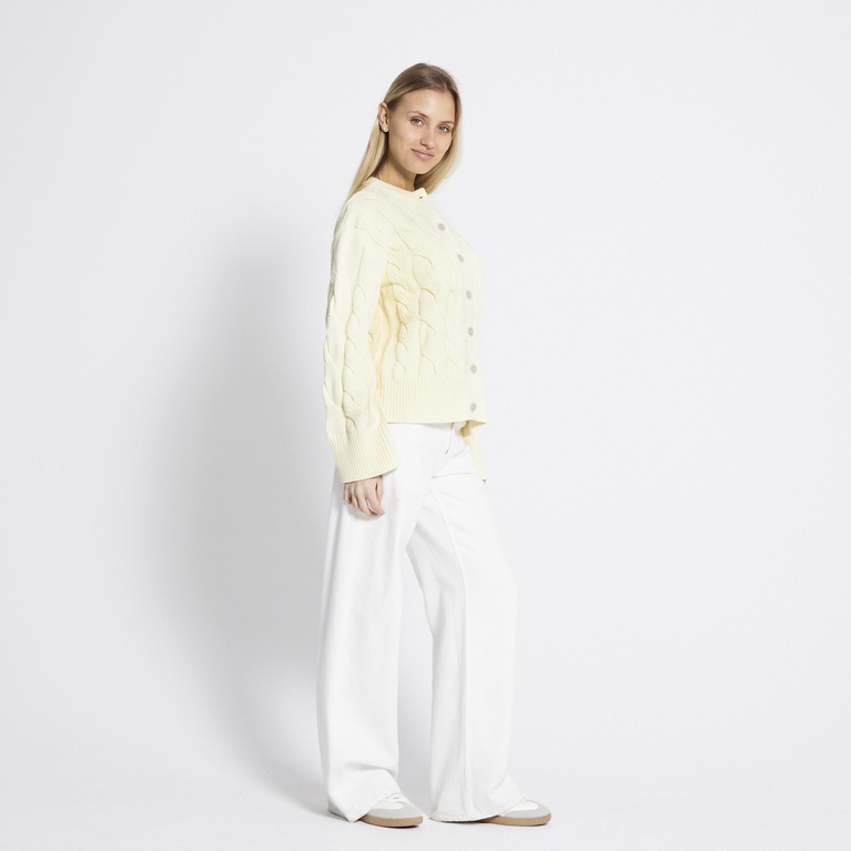 Cable knit cardigan "Viveka" Light Yellow